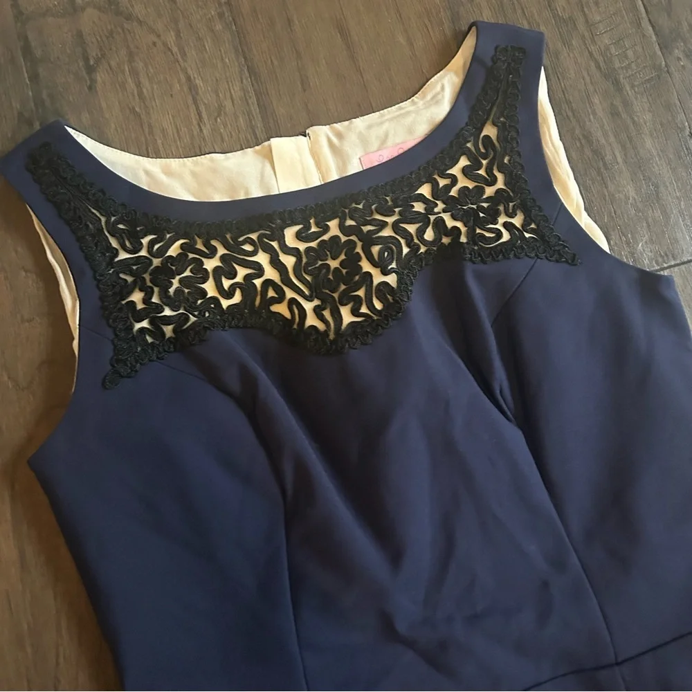 Lilly Pulitzer Navy Embroidered Dress Size 0 Classic Resort Chic - Picture 3 of 12